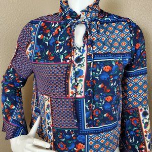 HAGEL Mock Tie Neck Bell Sleeve Top~Size S
